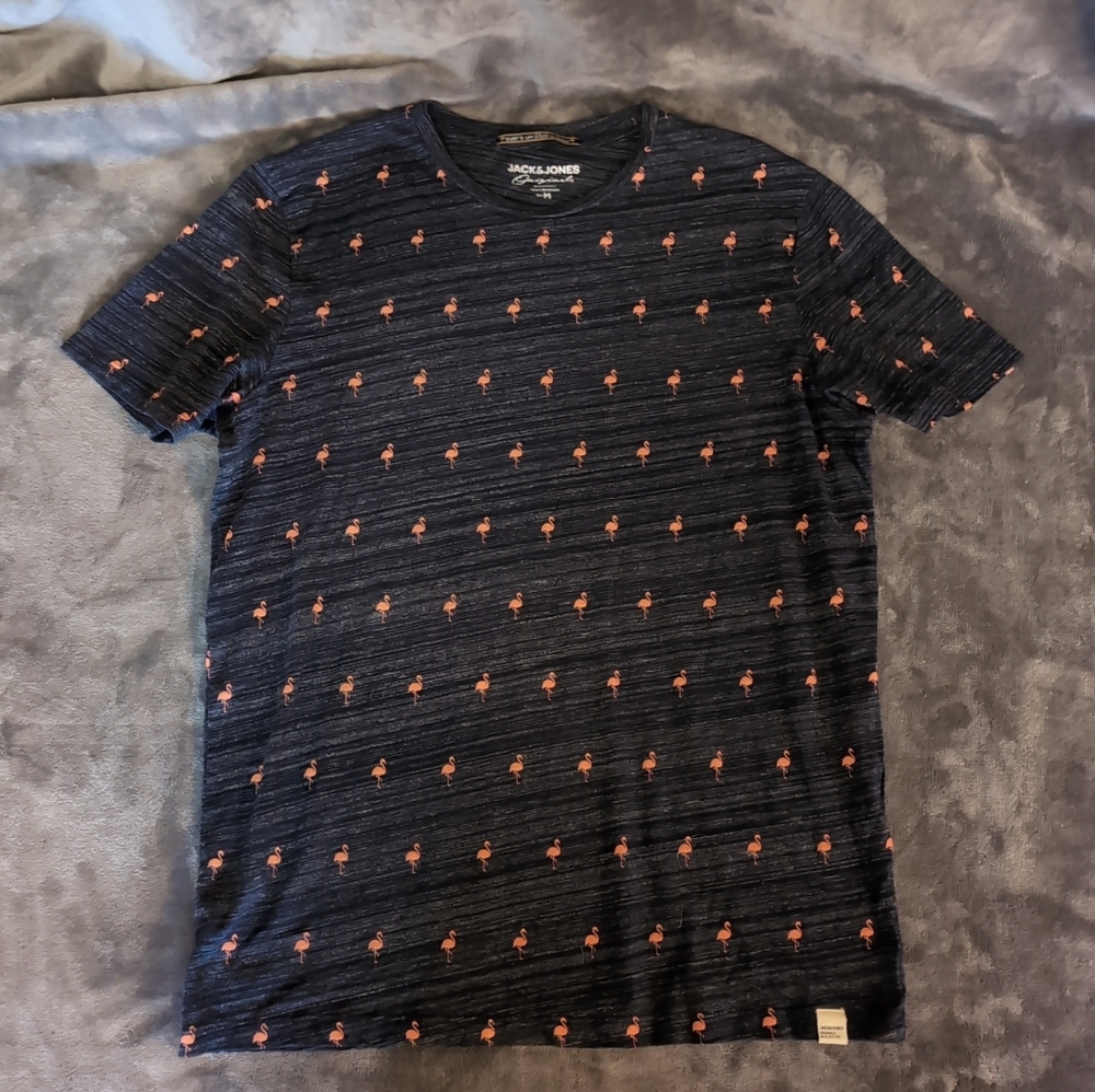 Jack & Jones Navy Flamingo Print Shirt